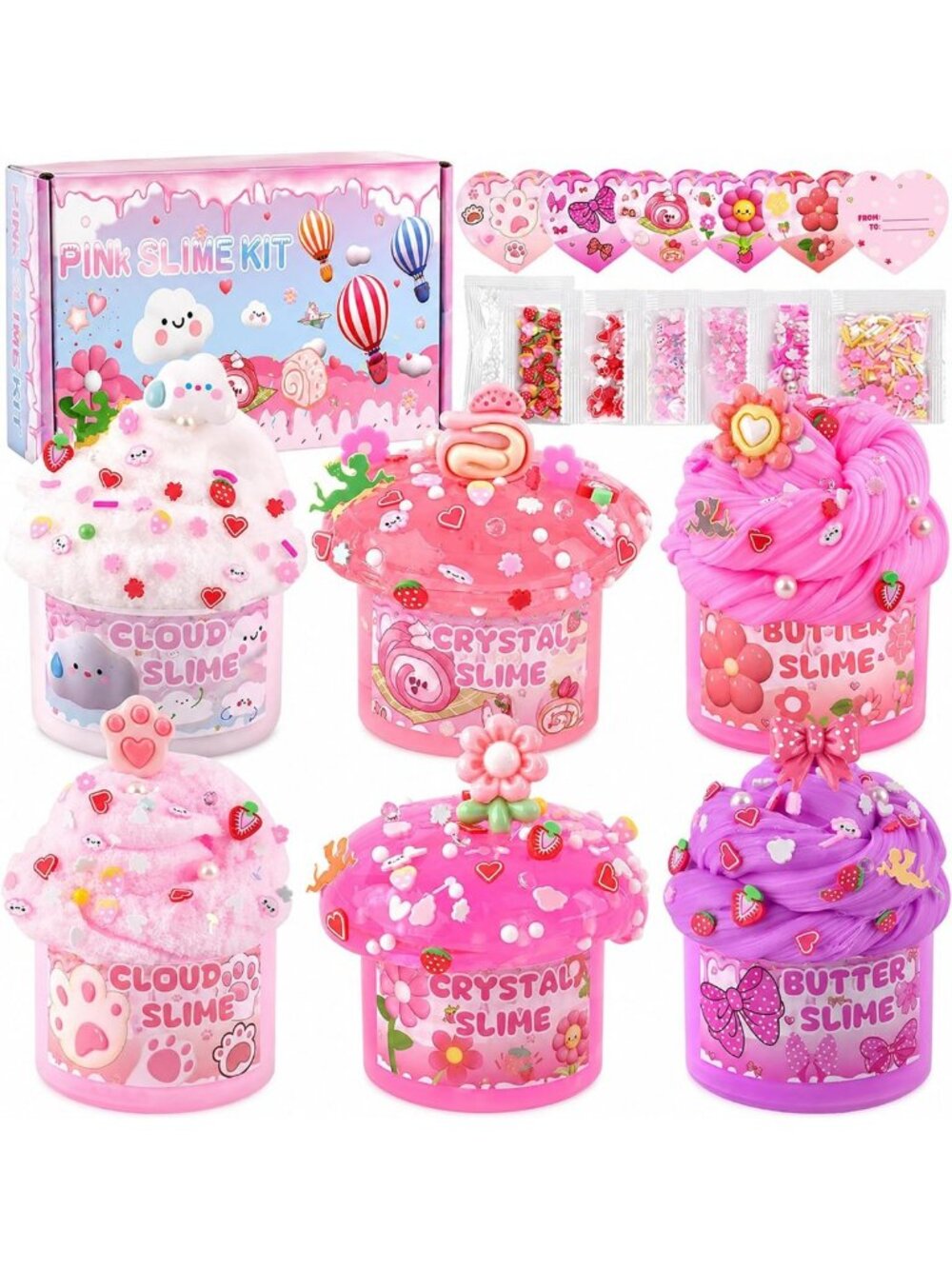6-Pack Pink Slime Kit for Girls - Cloud Butter, Fun Birthday Gift Set